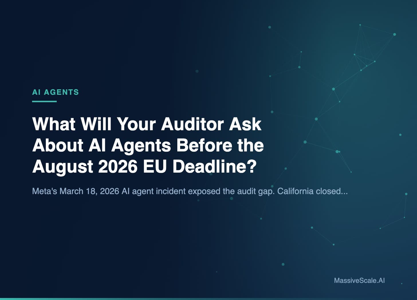 Hero: What Will Your Auditor Ask About AI Agents Before the August 2026 EU Deadline?